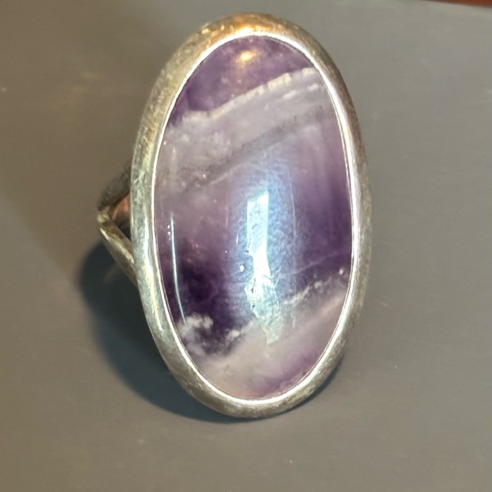 Elegant .925 Silver and amethyst Stone Ring sz 8